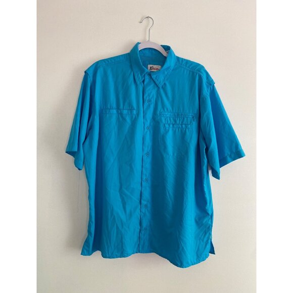 World Wide Sportsman Mens Blue Short-Sleeve Fishing Shirt With Pockets Size L - Picture 1 of 7